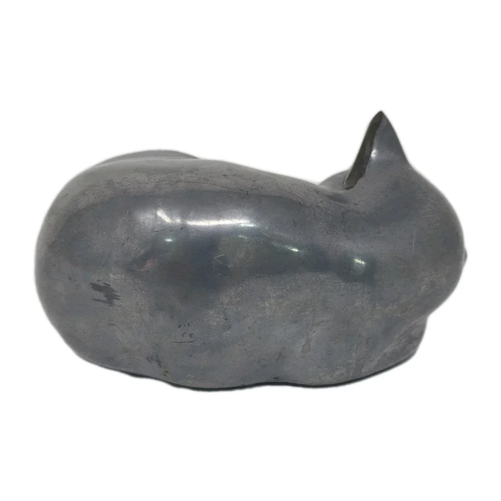 Vintage Two‎ Tone Metal Sleeping Cat Figurine 6
